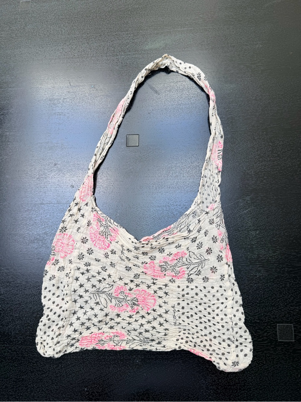 Free People White Shoulder Bag with Pink Floral Print